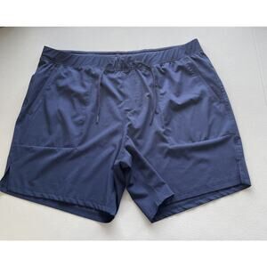 Crane Athletic Shorts Blue Flat Front Elastic Drawstring Waist Size XXL Pockets